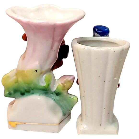 1940s Vintage Hand Painted Porcelain Dancing Vases Men Made in Occupied Japan - Picture 7 of 11